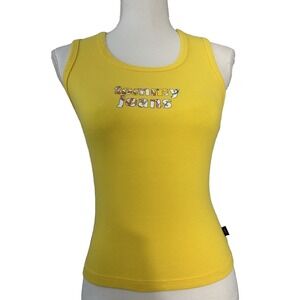 Vintage Tommy Jeans Emo Dopamine Yellow Tank with Crossover Back Sz M